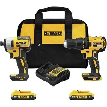 20V Max Brushless Motor Cordless Drill & Impact Driver Combo Kit with 2x Batteries, Charger