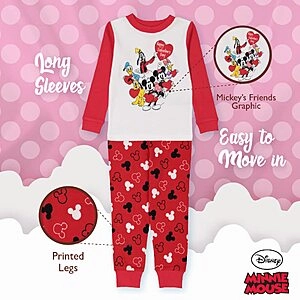 Kid's Mickey Minnie Mouse 2 Piece Cotton Pajama Set-Size 12 mos