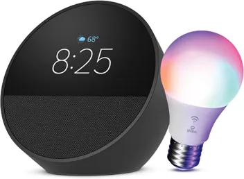 Echo Spot Smart Alexa Alarm Clock + Smart Bulb