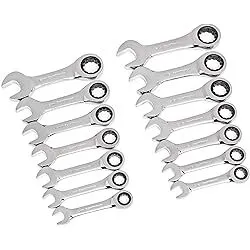 Gearwrench 12 Point Stubby Ratcheting SAE/Metric Combination Wrench Set (12-Piece)