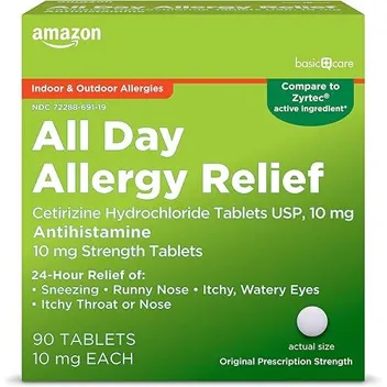 Basic Care All Day Allergy Cetirizine Hydrochloride Tablets (90-Count)