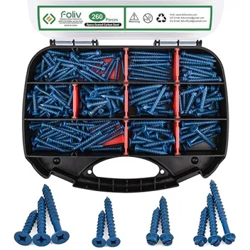 260-Piece Flat & Hex Head Carbon Steel Concrete Screws Assortment Kit
