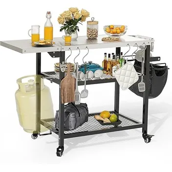 Yitahome Outdoor 43.3" Grill Table with Wheels