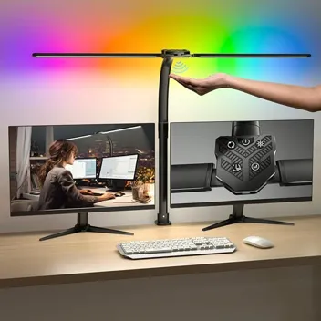 24W RGB LED Auto Dimming Double Swing Arm Desk Lamp