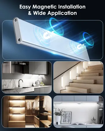 VerRon 68-LED Adjustable Motion Sensor 2000mAh USB-Rechargeable Under Cabinet Light