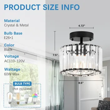 Ledshaoyue Semi Flush Mount Ceiling Light Fixture