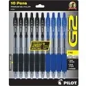 G2 0.7mm Fine Point Premium Gel Roller Pens (6-Black, 4-Blue)