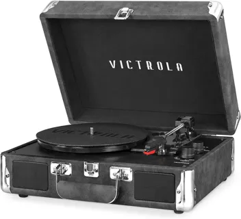 Vintage 3-Speed Bluetooth Portable Suitcase Record Player