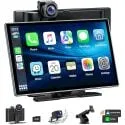 Hotpeak 9" Wireless Apple Carplay & Android Auto Portable Car Stereo with 2.5K Dash Cam & 1080p Backup Cam