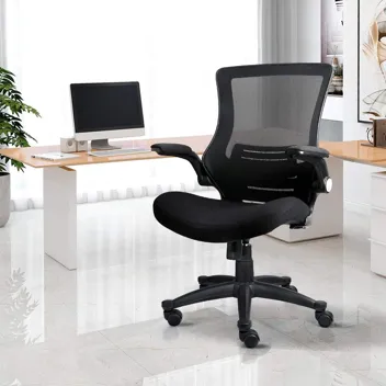 iCoudy Ergonomic Mid Back Mesh Office Chair w/ Lumbar Support & Flip-Up Armrests