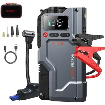 V5 2500A Peak Jump Starter with 150 PSI Tire Inflator (Up to 8.5L Gas, 7L Diesel)