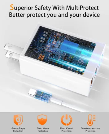 Aioxqnl 40W 4-Port USB Wall Charger with 2x 6ft USB-C Cables