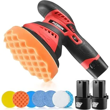Aoben 5250RPM 6-Speed Cordless Buffer Polisher Kit with 2x Batteries, 10x Pads