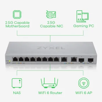 Zyxel 12-Port 2.5G Multi-Gigabit Managed Switch (XGS1210-12)