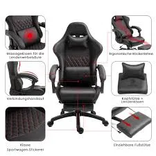 Gaming Chair Light Grey | PU Leather | High Back | Adjustable