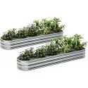 KFN 8x1x8x0.8ft Oval Metal Galvanized Raised Garden Bed