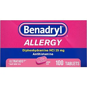 [S&S]: 100-Ct Allergy Antihistamine Ultratabs 25mg Diphenhydramine HCl Tablets