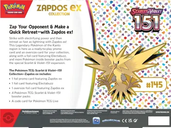 TCG Scarlet & Violet 151 Collection Zapdos Ex Box