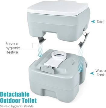 5.3 Gal Portable Flushing Toilet w/ T-Shaped Pump Flush System