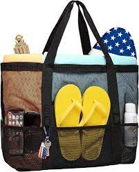 PACKISM Mesh Beach Bag-Tote for Women 9 Pockets Large Beach Bag