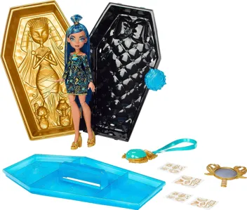 Monster High Doll and Beauty Kit, Cleo De Nile Boo-Jeweled Beauty Case with Tattoos and Necklace for Kids (Amazon Exclusive)