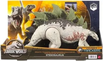 Jurassic World Dominion Dinosaur Figure Gigantic Trackers Stegosaurus with Attack Motion & Tracking Gear, Toy with Physical & Digital Play