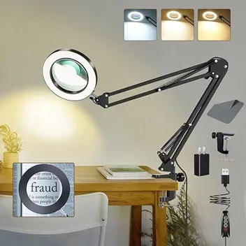 Vuejic 72-LED 3-Color Mode LED 10X Magnifying Glass Lamp