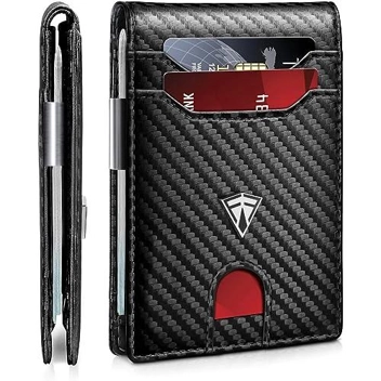 FirstVIP RFID Blocking Money Clip Leather Slim Bifold Wallet