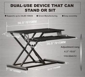 Woplusro 36" Wide Height Adjustable Standing Desk Converter