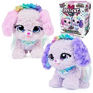 12" Present Pets Fairy Puppy Self-Unboxing Surprise Plush Toy Pet w/ 100+ Sounds & Actions (Missy or Blossom)