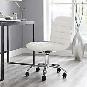 Ripple Armless Mid Back Leatherette Office Chair (White)