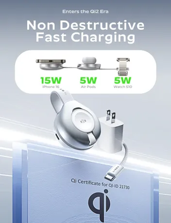 Lisen 3-in-1 Qi2 Apple MagSafe Wireless Charging Station