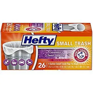 Hefty 4-Gal Flap Tie Small Garbage Bags (Lavender & Sweet Vanilla Scent, 26-Count)