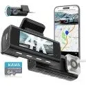 Kawa D10 4K Sony Starvis Wi-Fi GPS Car Dash Camera w/ 1080p Rear Cam, 64GB Card