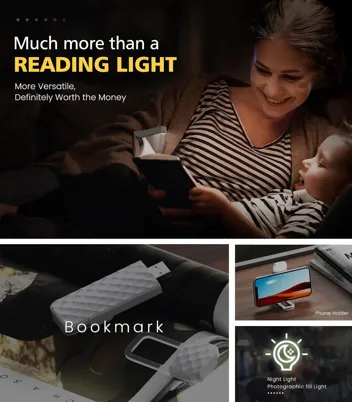 Opaul LED Clip-on Book Reading Light (5-Brightness