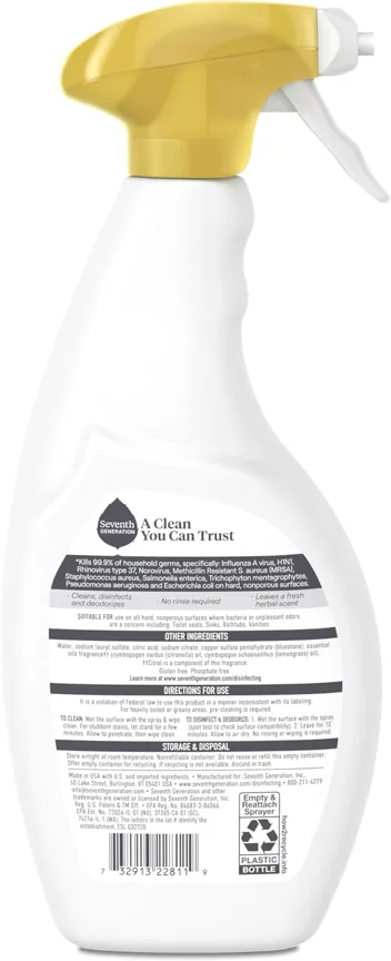 Generation Lemongrass Citrus Disinfecting Multi-Surface Cleaner - 26 Oz