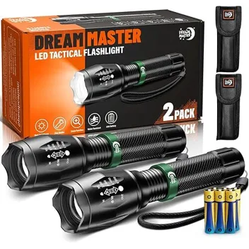 Dream Master High Lumens LED Flashlights w/ 6x AAA Batteries