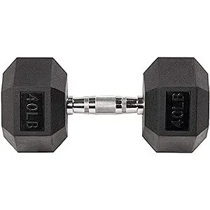 Colored Rubber Encased Hex Dumbbell (40-Lb Single)