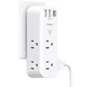 Addtam 6-Outlet 1800J Surge Protector Rotating Outlet Extender w/ 3x USB Ports