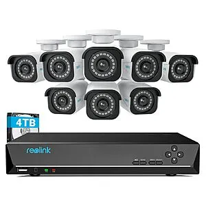 Reolink 4K 8-Cam PoE Wired NVR Security Camera System w/ 4TB HDD