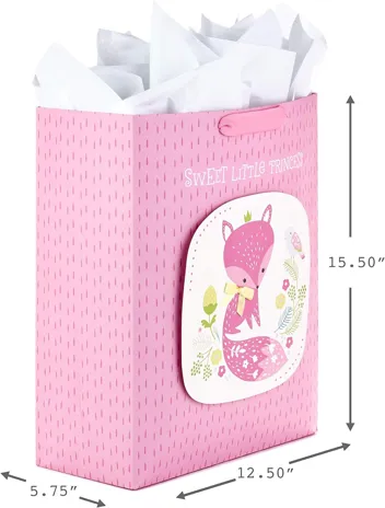 15" Extra Large Gift Bag with Tissue Paper (Sweet Little Princess Fox)