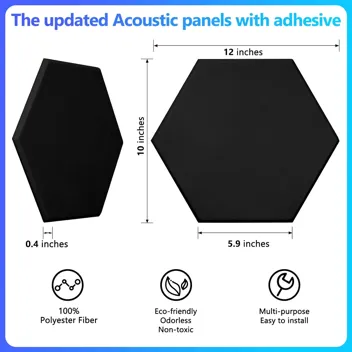 Dmsky 12"x10"x0.4" Hexagon Acoustic Panels