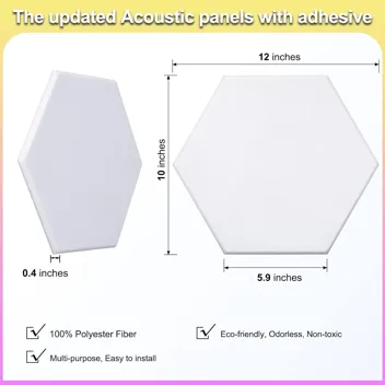 Dmsky 12"x10"x0.4" Hexagon Acoustic Panels