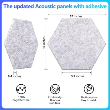 Dmsky 12"x10"x0.4" Hexagon Acoustic Panels