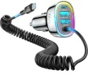 Joyroom 60W Car Charger Adapter with 5ft 30W Type C Coiled Cable