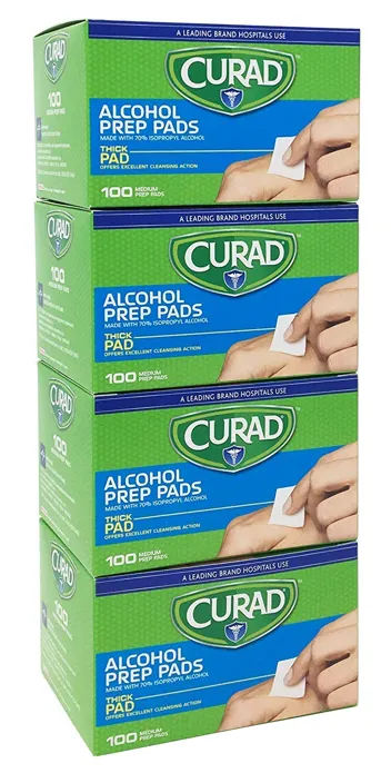 CURAD Alcohol Prep Pads ( Boxes) | 400 Pieces of Medium Isopropyl Alcohol Wipes Individually Wrapped | First Aid Alcohol Swabs for Cuts & Scrapes | Medical Alcoh