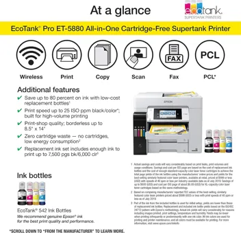 PREIMUM CONDITION - Epson EcoTank Pro ET-5850 Wireless Color All-in-One Supertank Printer