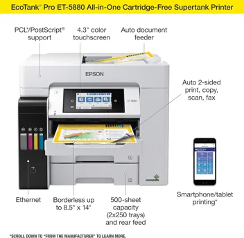 PREIMUM CONDITION - Epson EcoTank Pro ET-5850 Wireless Color All-in-One Supertank Printer