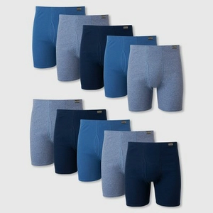 Comfortsoft Waistband Moisture-wicking Cotton Boxer Briefs 10pk - Assorted Blue Xl : Target