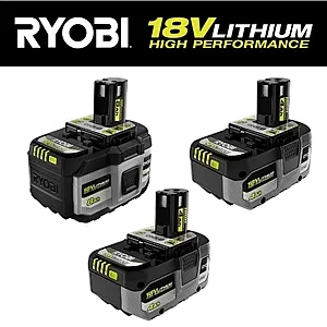 RYOBI ONE+ 18V 8.0 Ah Lithium-Ion HIGH PERFORMANCE Battery with ONE+ 18V 4.0 Ah Lithium-Ion HIGH PERFORMANCE Battery PBP1008-PBP2004